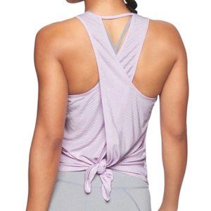 Athleta Essence Texture Tie Back Tank Top  Size Extra Small Lilac Purple Striped